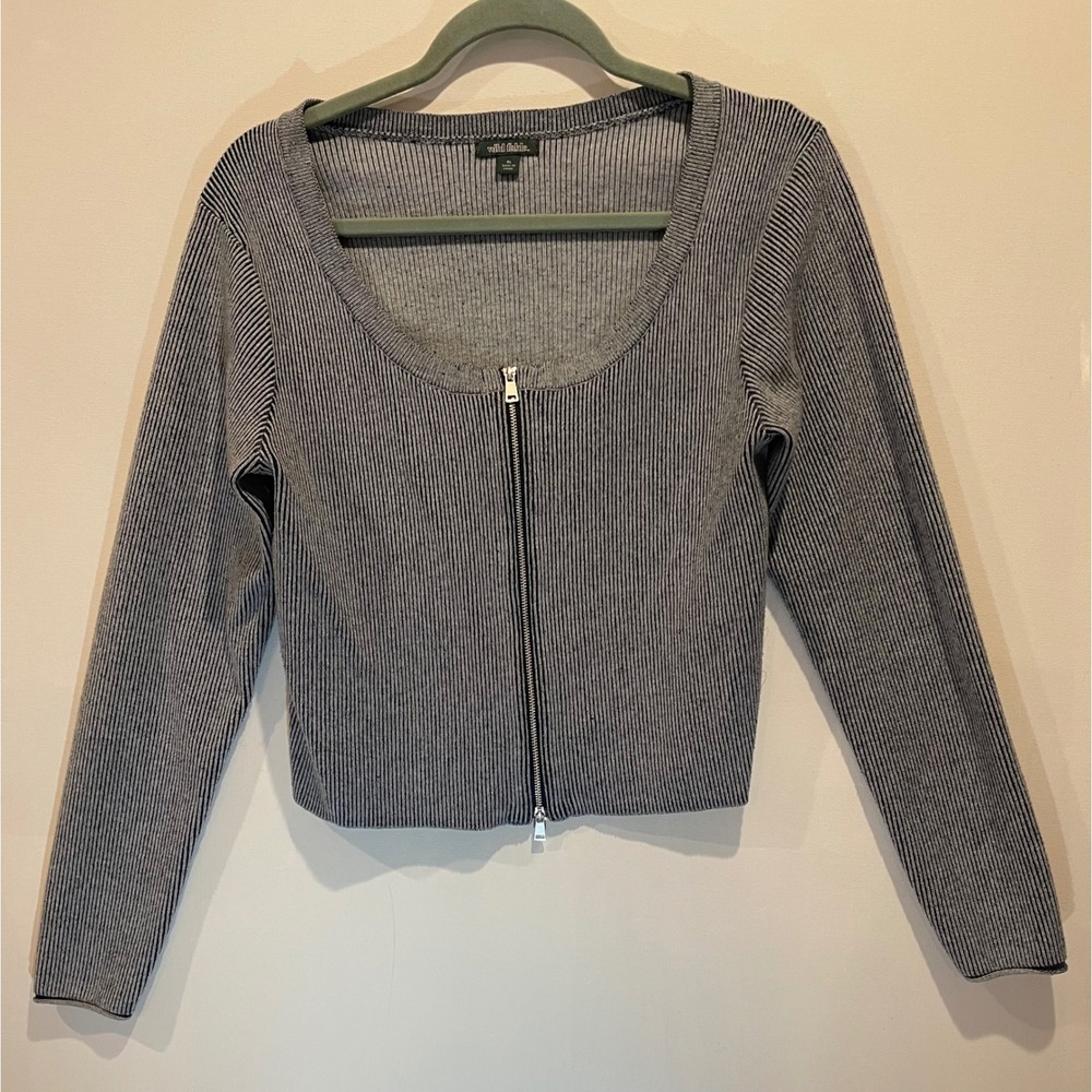 Womens Wild Fable stretch ribbed zippered crop top XL